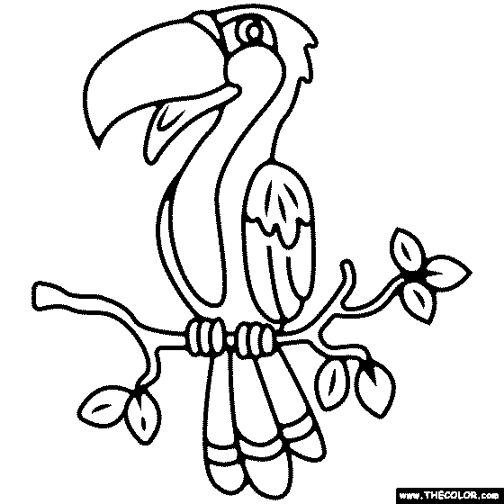 Tropical bird coloring page