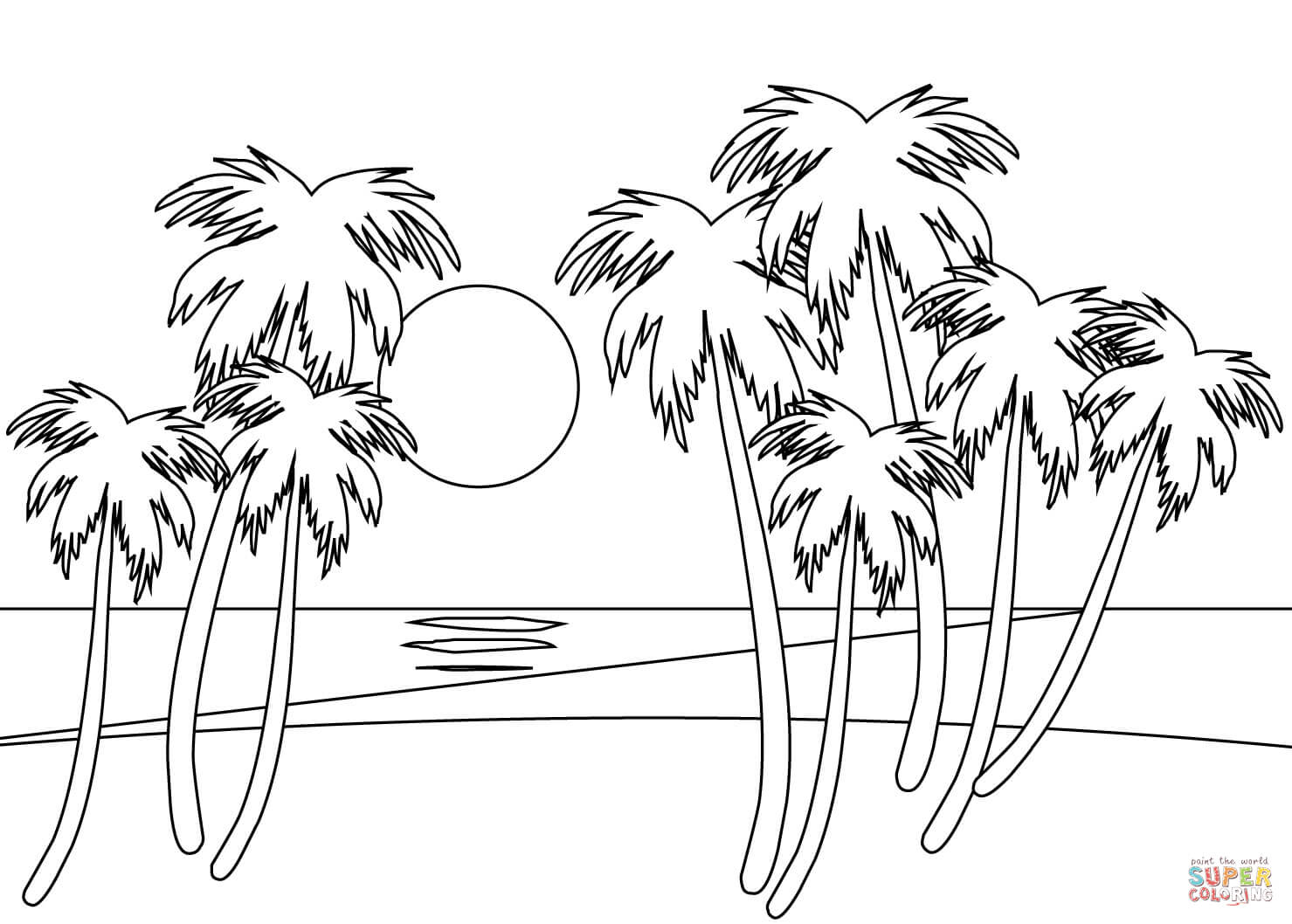 Tropical beach coloring page free printable coloring pages