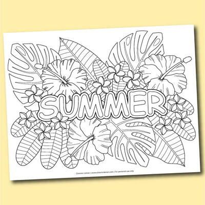 Tropical coloring page summer coloring pages coloring pages free kids coloring pages