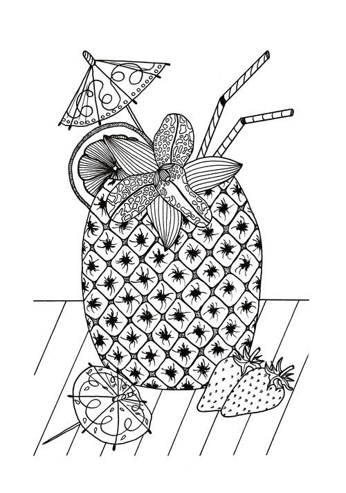 Tropical island cocktail coloring page summer coloring pages coloring pages for teenagers coloring pages