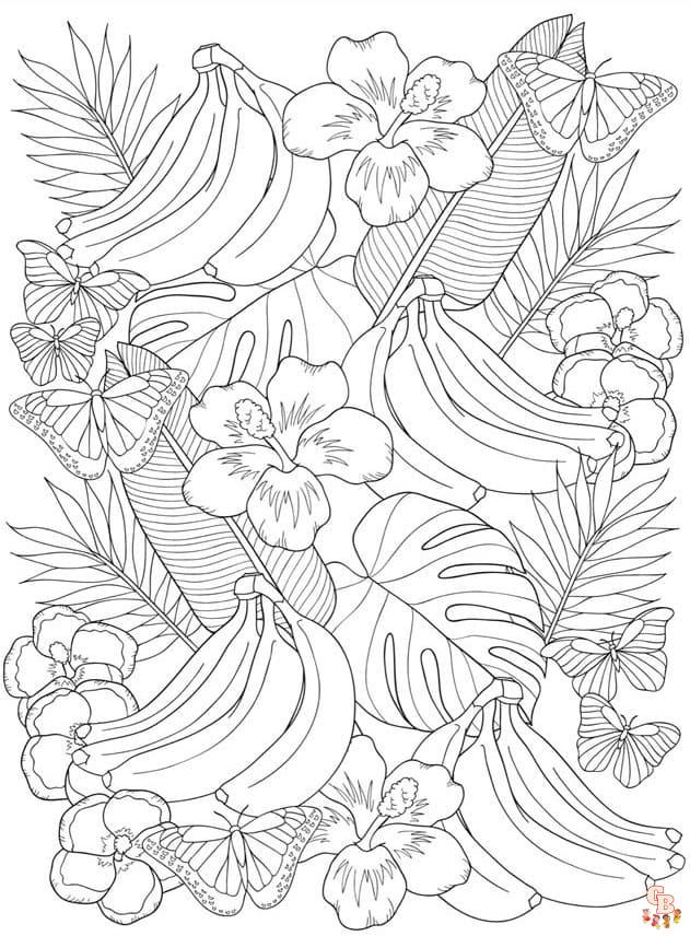 Printable tropical coloring pages free for kids and adults
