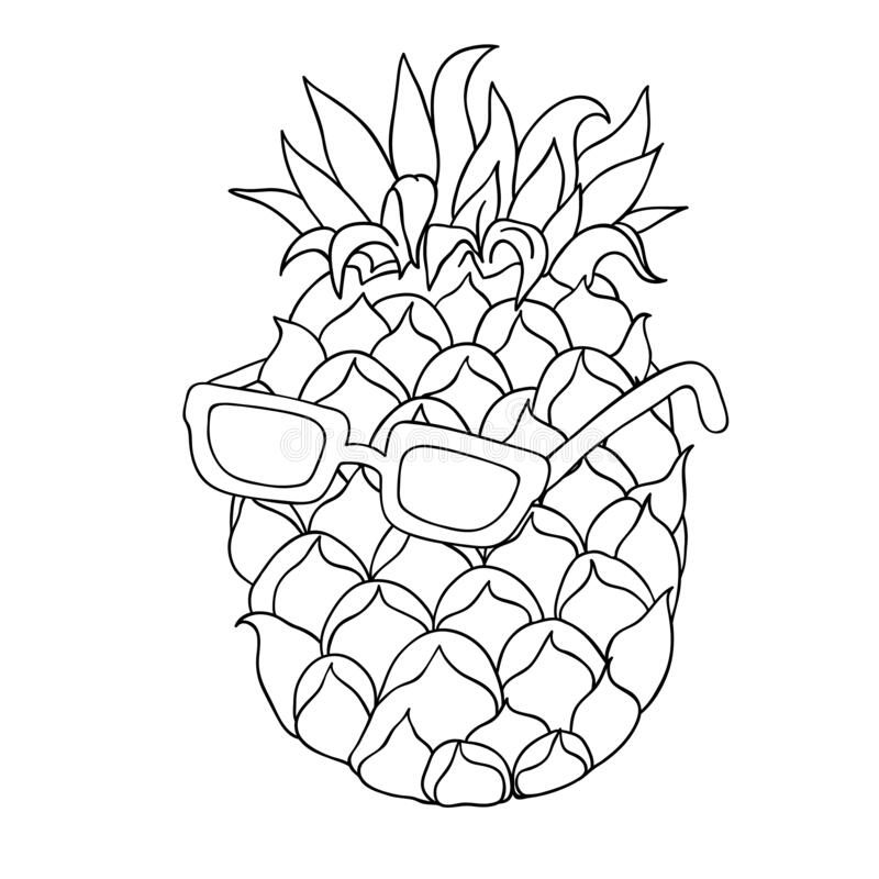 Coloring pages hipster pineapple coloring page doodle illustration outline tropical fruit