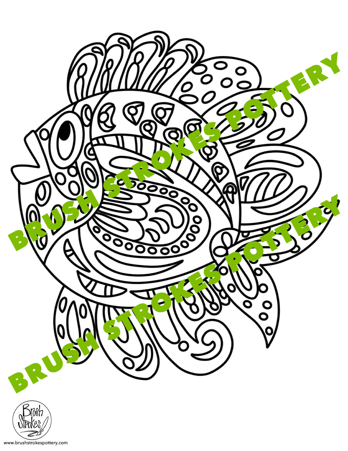 Tropical fish coloring page â brush strokes pottery