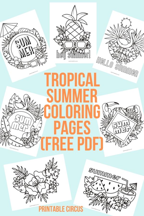 Tropical summer coloring pages