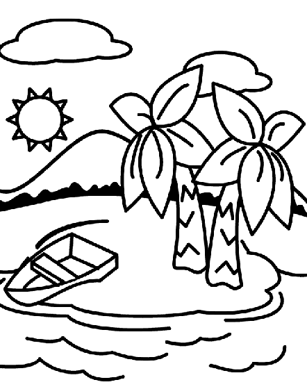 Deserted island coloring page