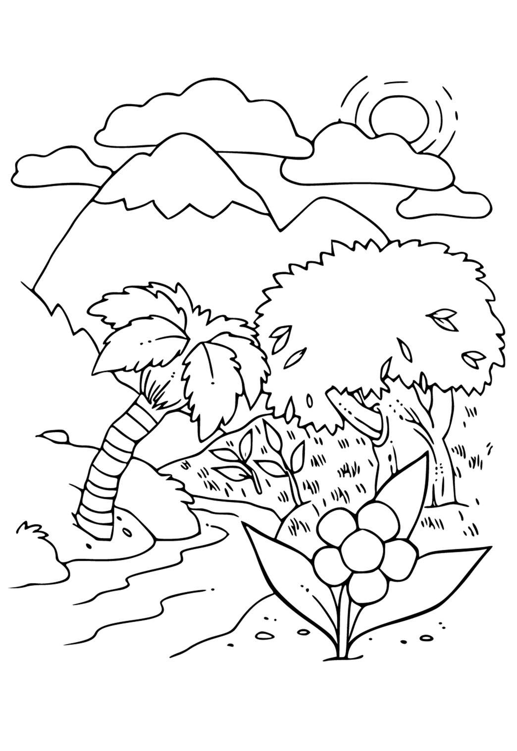 Free printable creation nature coloring page for adults and kids