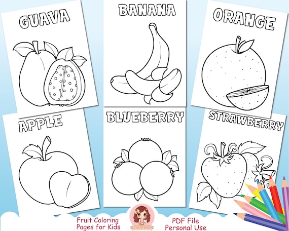 Fruit coloring pages for kids fruits tropical activity sheets for children printable coloring pages