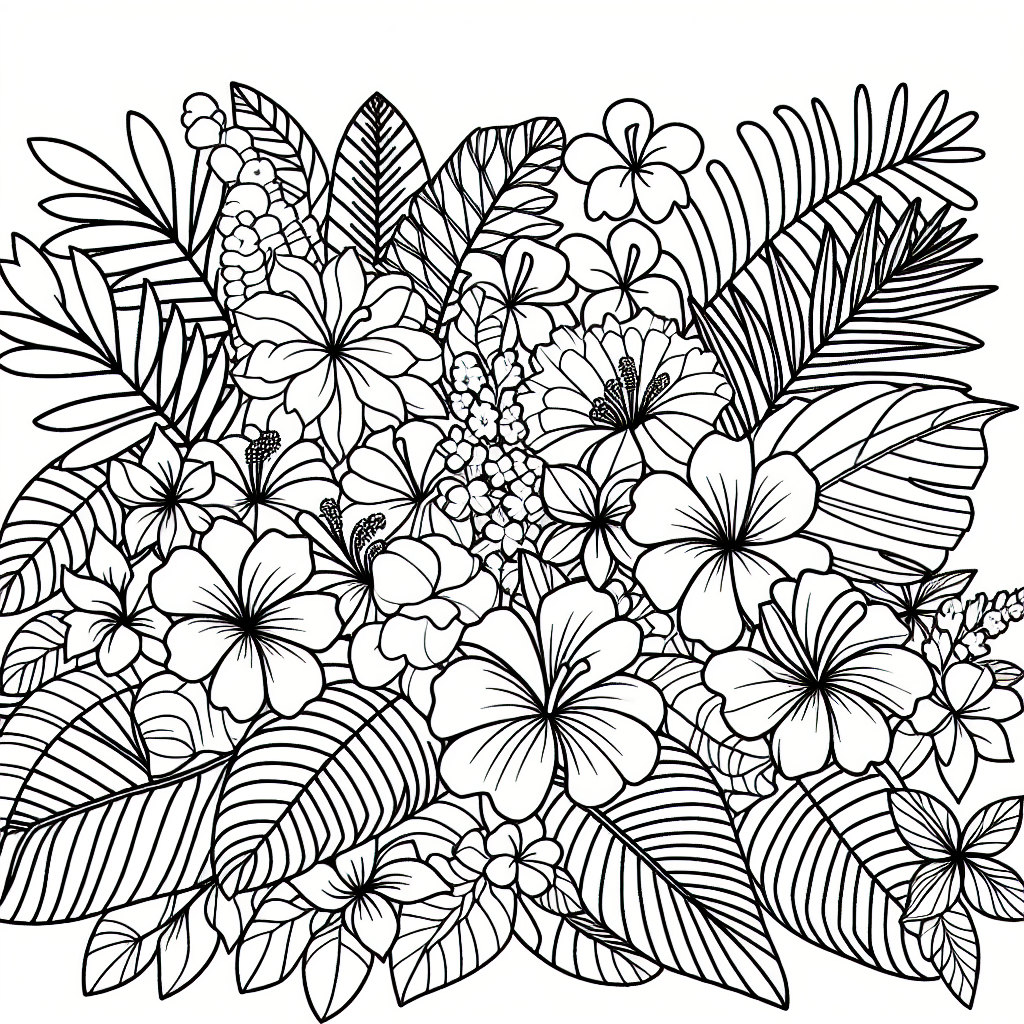 Tropical flower coloring pages
