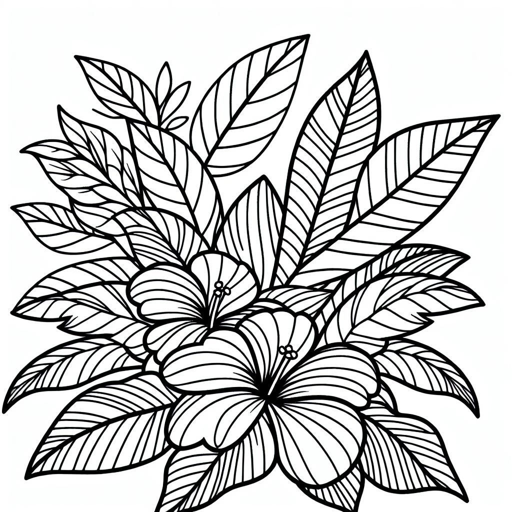 Tropical flower coloring pages