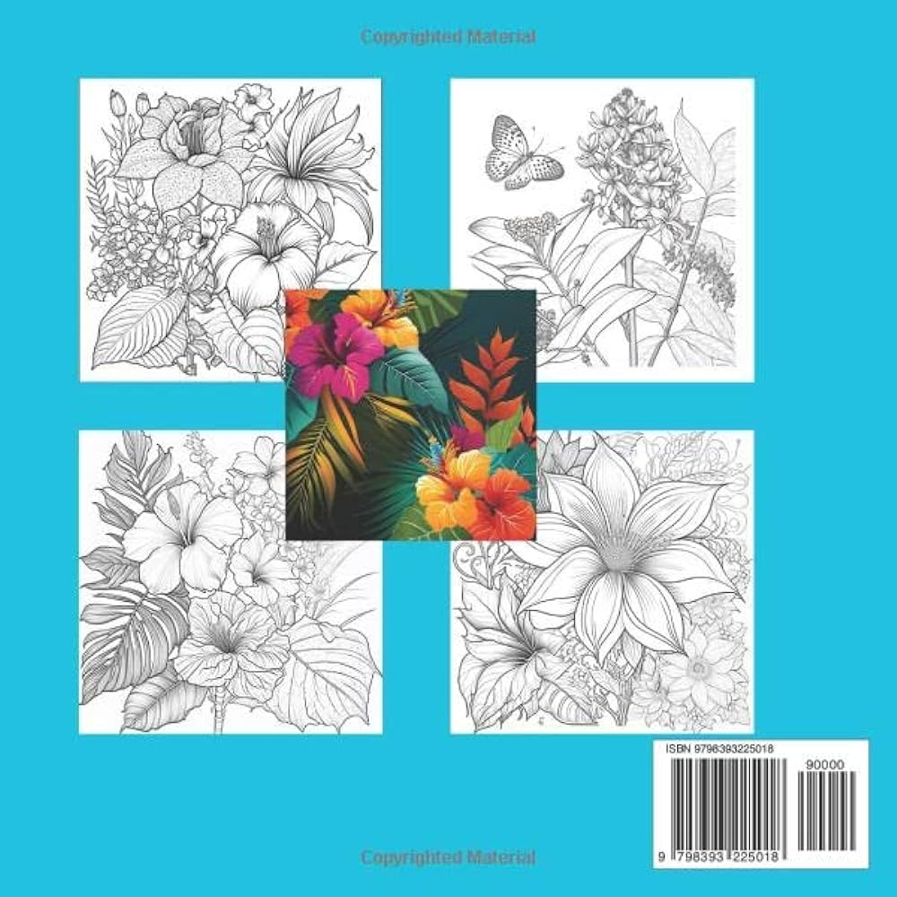 Relaxing flowers tropical flowers coloring book for adults beautiful floral illustrations for adult relaxation tropical and exotic flower designs publishing egda books