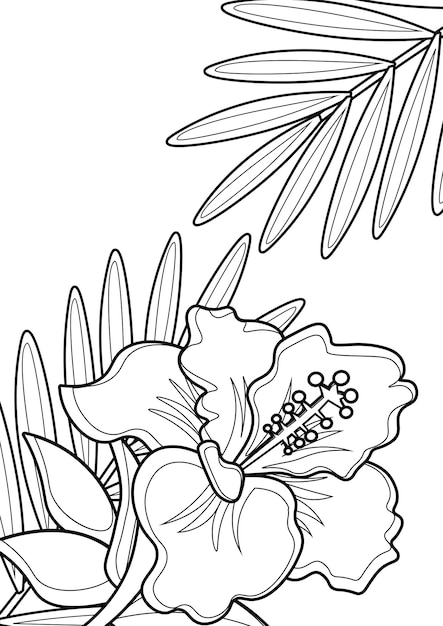 Premium vector coloring pages for kids a page tropical theme