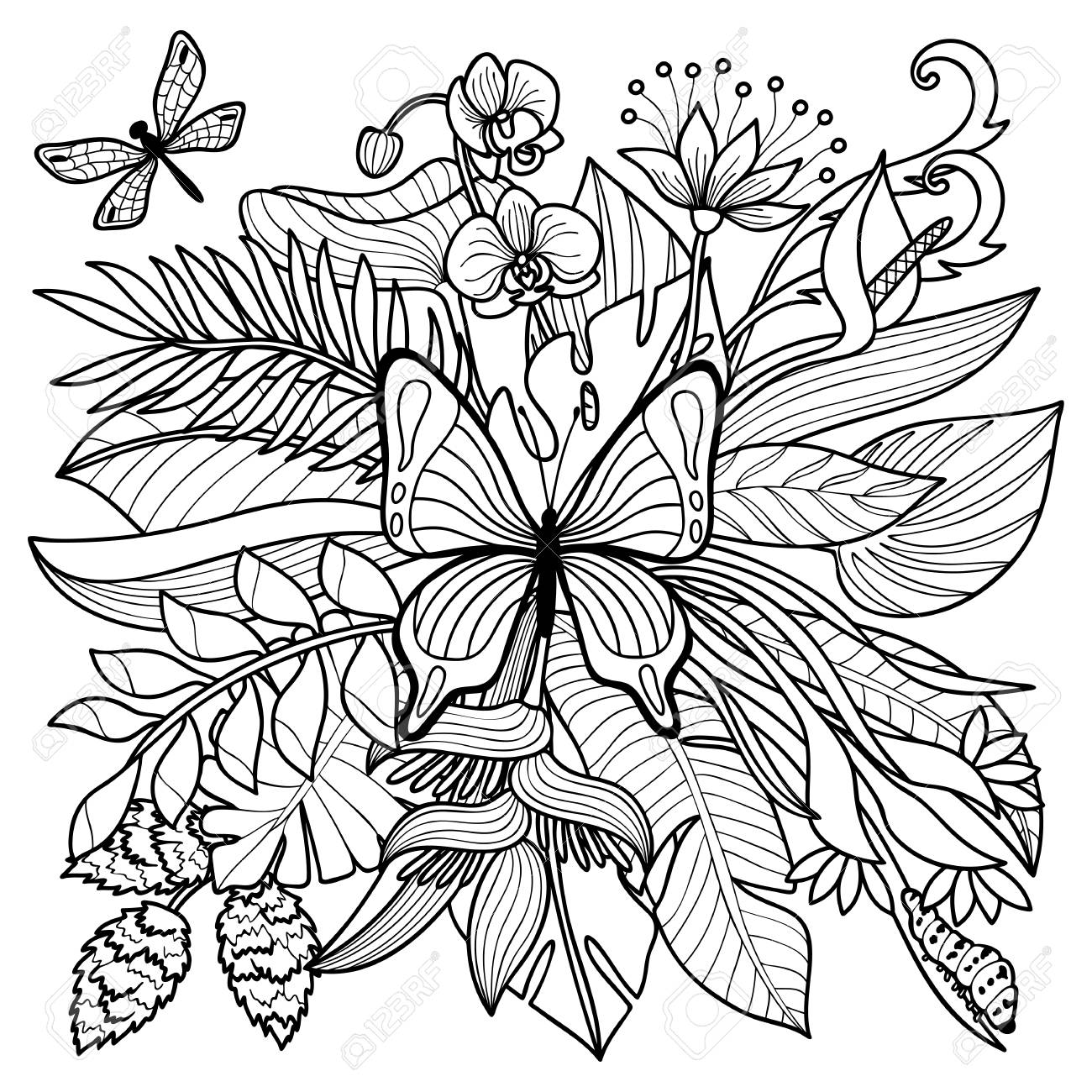 Tropical coloring page royalty free svg cliparts vectors and stock illustration image