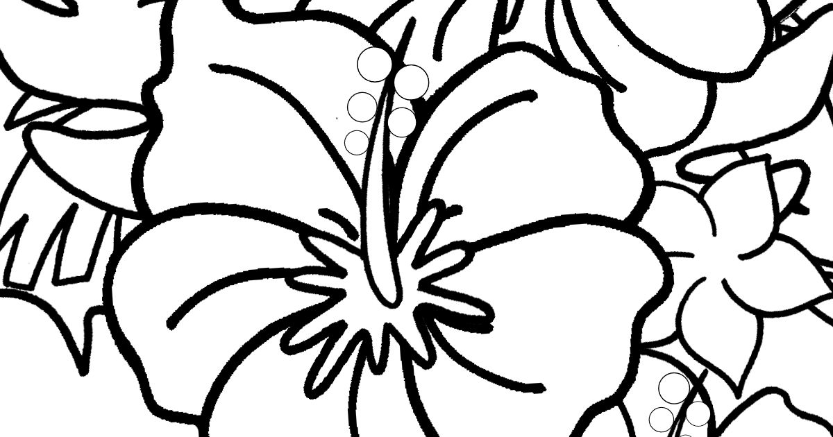 Free hibiscus coloring page for kids and adults