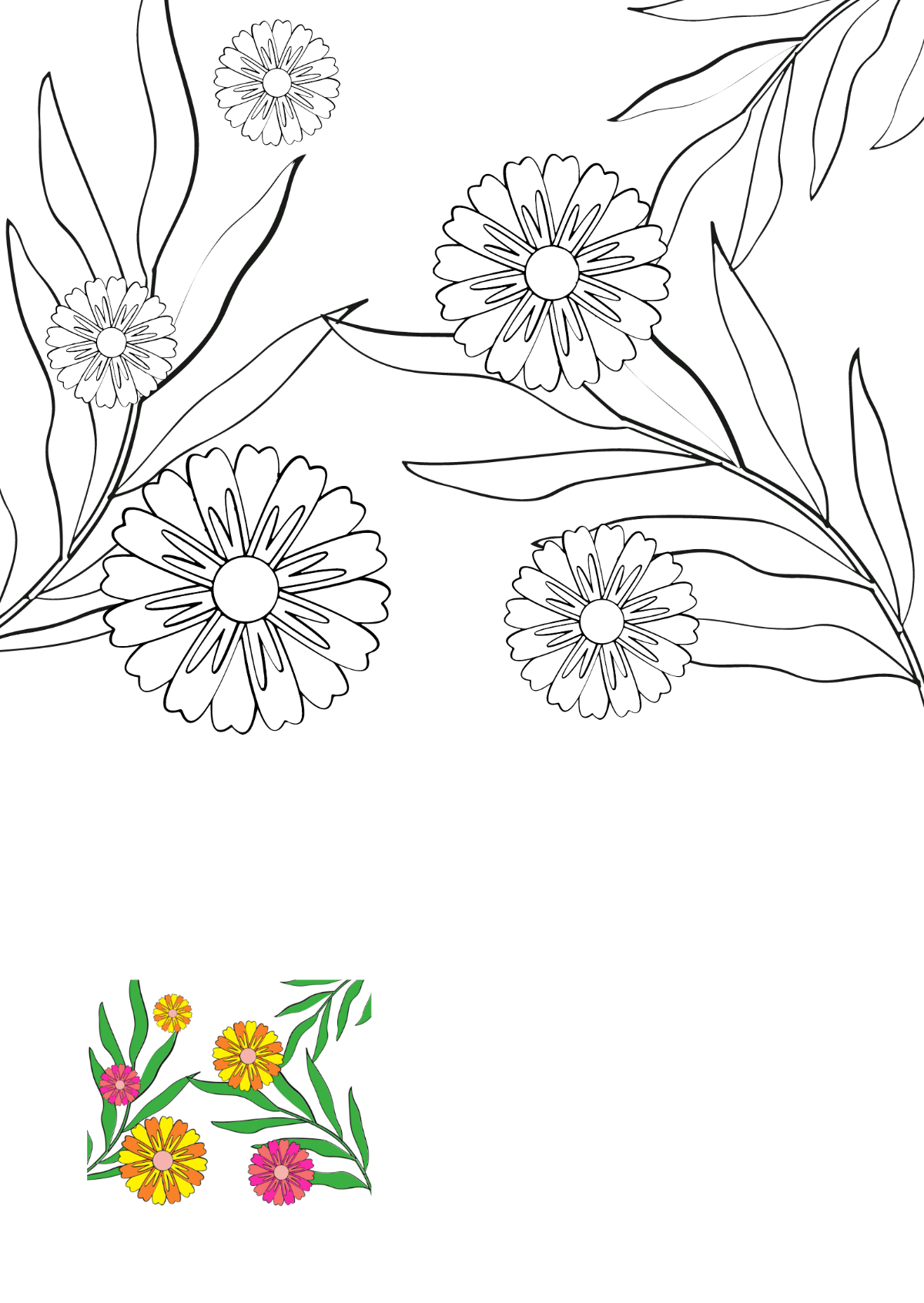 Free floral coloring page s examples