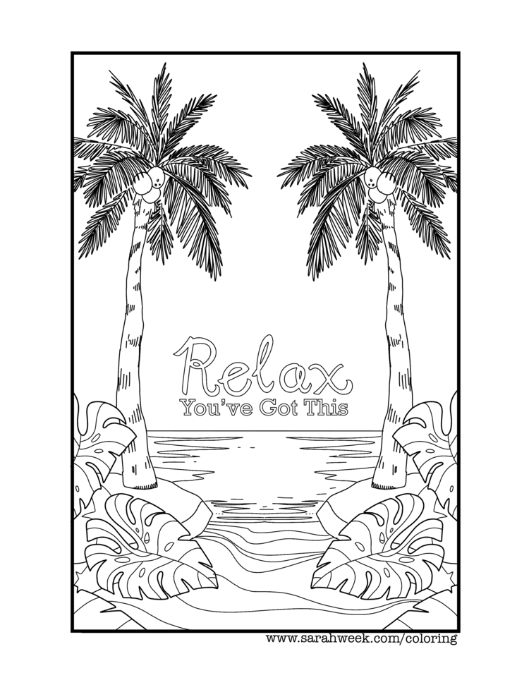 Relax coloring page free coloring pages free adult coloring pages beach coloring pages