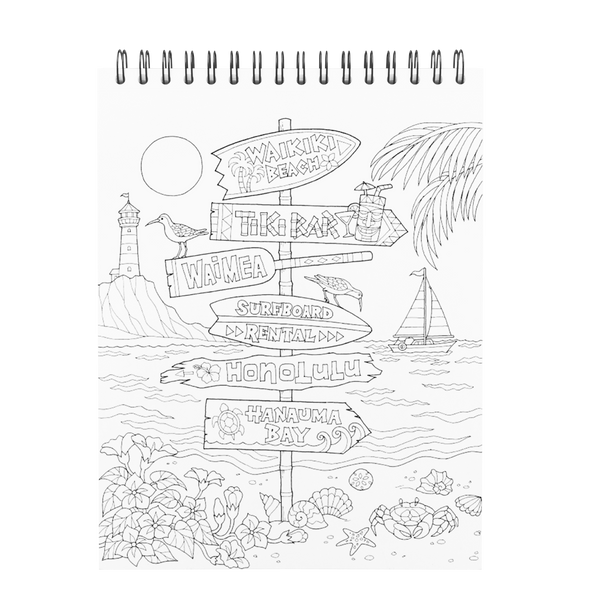 Tropical scenes coloring book for adults with hardback covers spiral binding