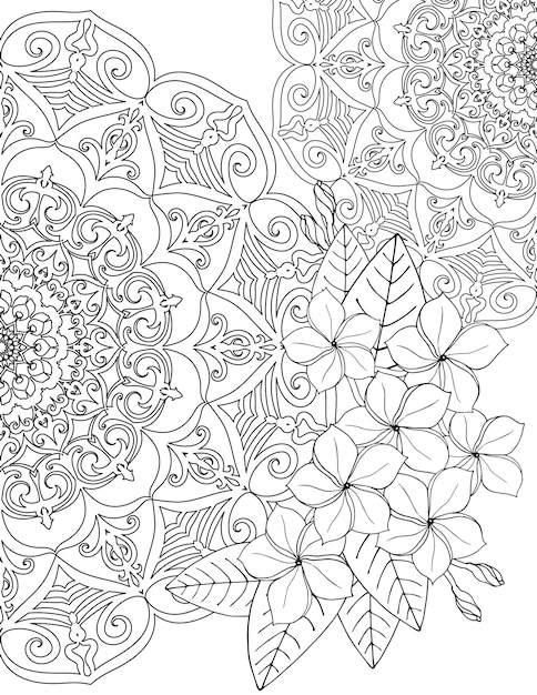 Premium vector coloring page for adults mandalas and tropical flowers