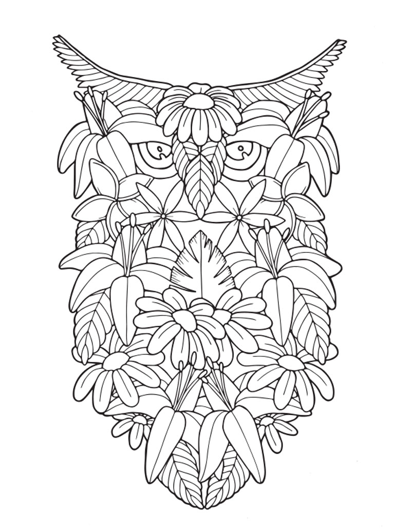 Adult coloring book tropical travel patterns