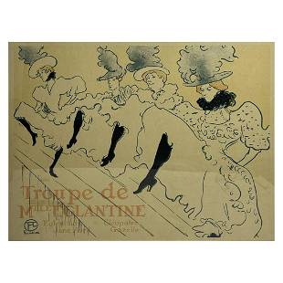 Rare toulouse lautrec troupe de mlle eglantine poster