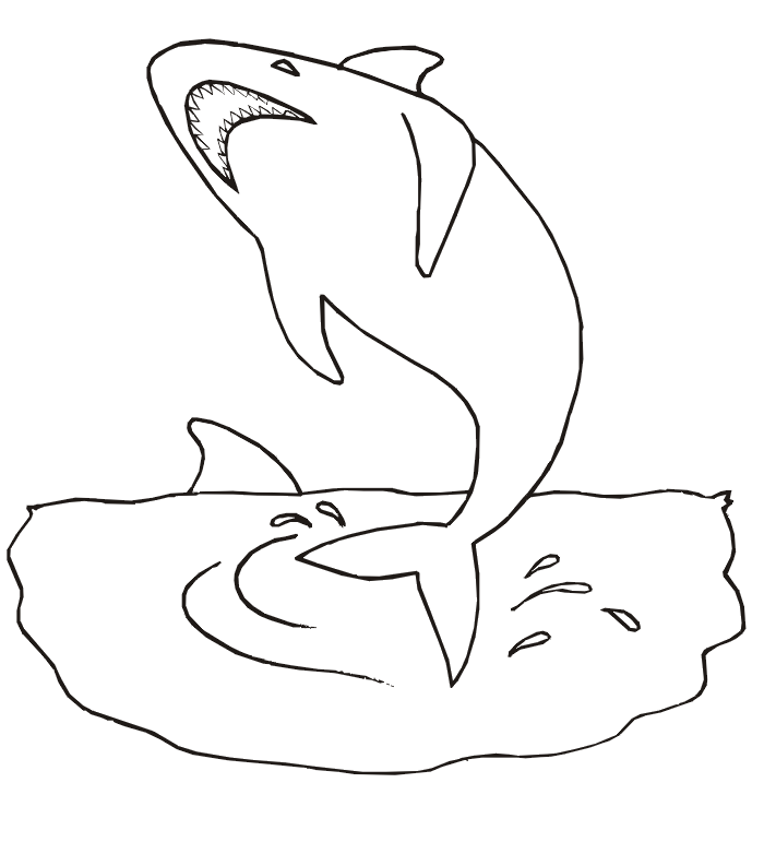 Shark coloring page shark jumping out of water