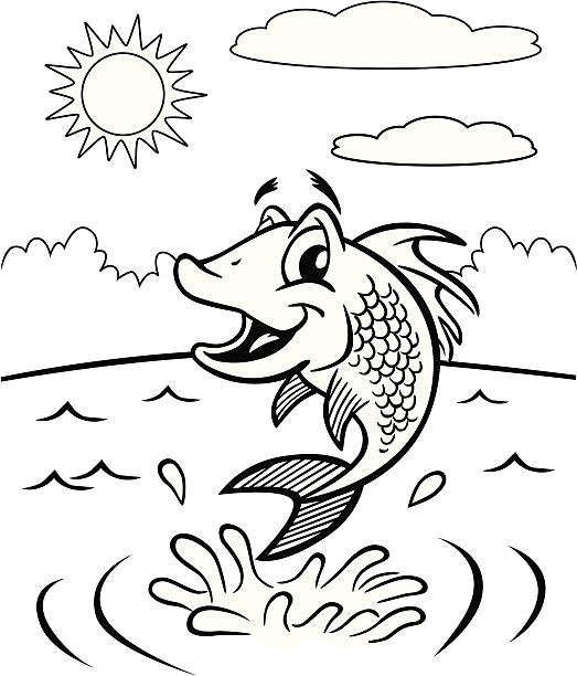 Coloring book fish stock illustration