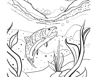 Fish colorado bass coloring page printable illustration download now