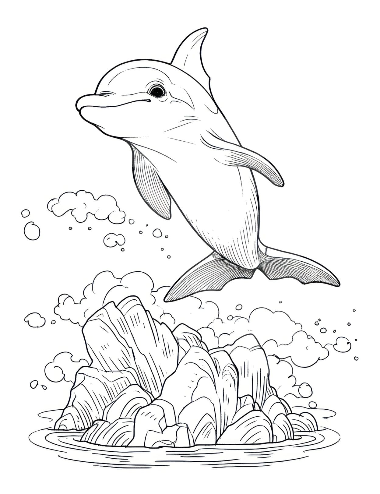 Dolphin coloring pages for kids and adults