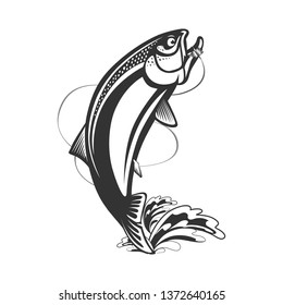 Trout jumping vector art graphics