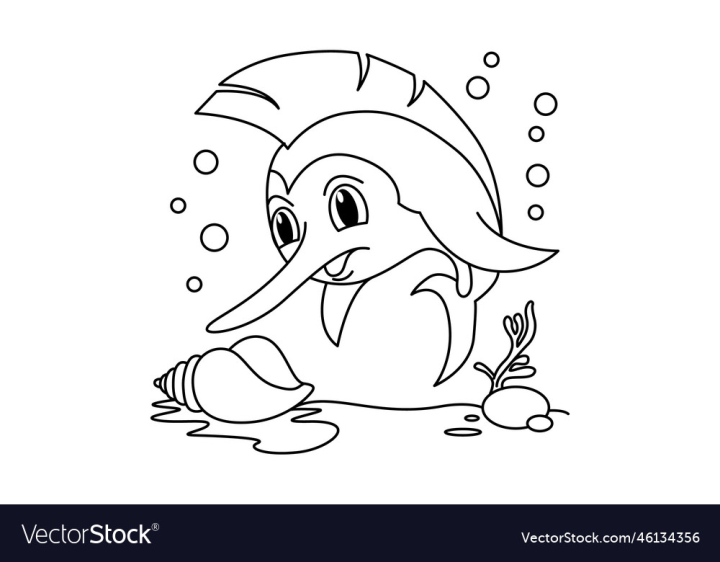 Free funny barracuda fish cartoon coloring page