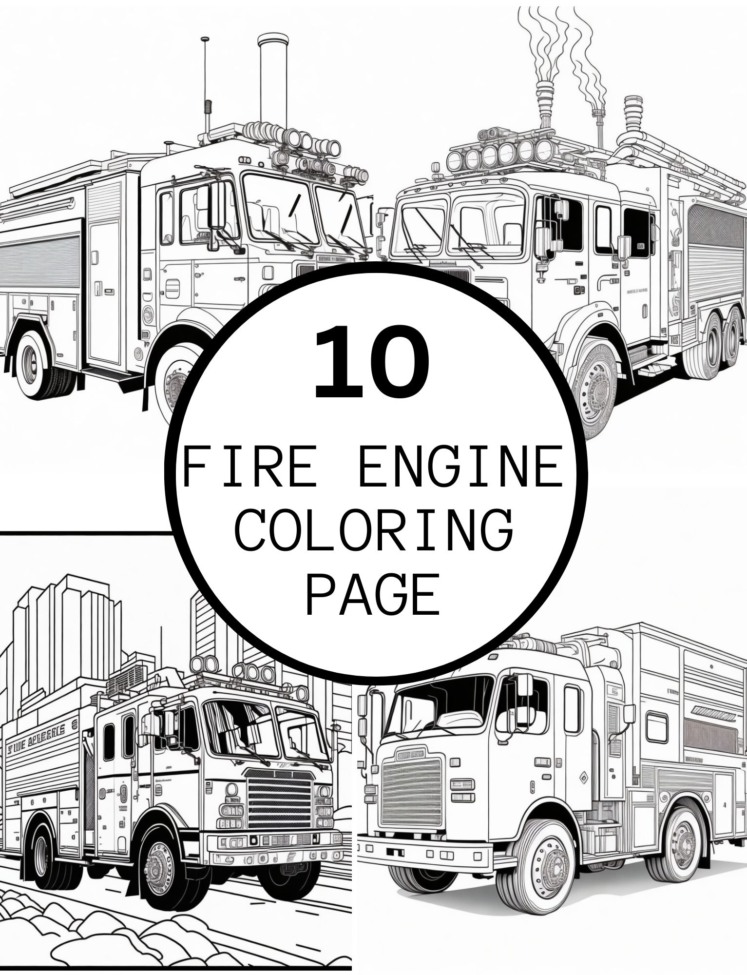 Realistic fire car coloring pages for kids and adults made by teachers