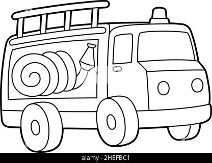 Fire truck coloring page isolated for kids stock vector image art