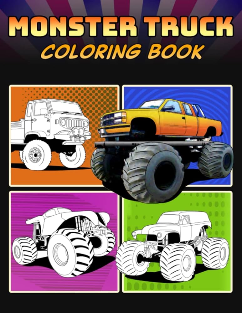 Monster truck coloring book a collection of cool monster trucks relaxation coloring pages for kids adults boys and car lovers cars coloring book derrick lance books