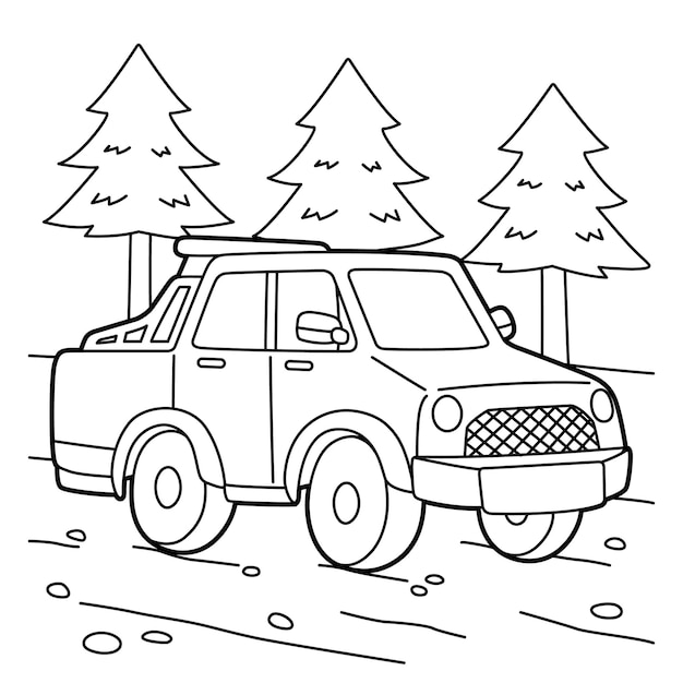 Premium vector off road truck coloring page