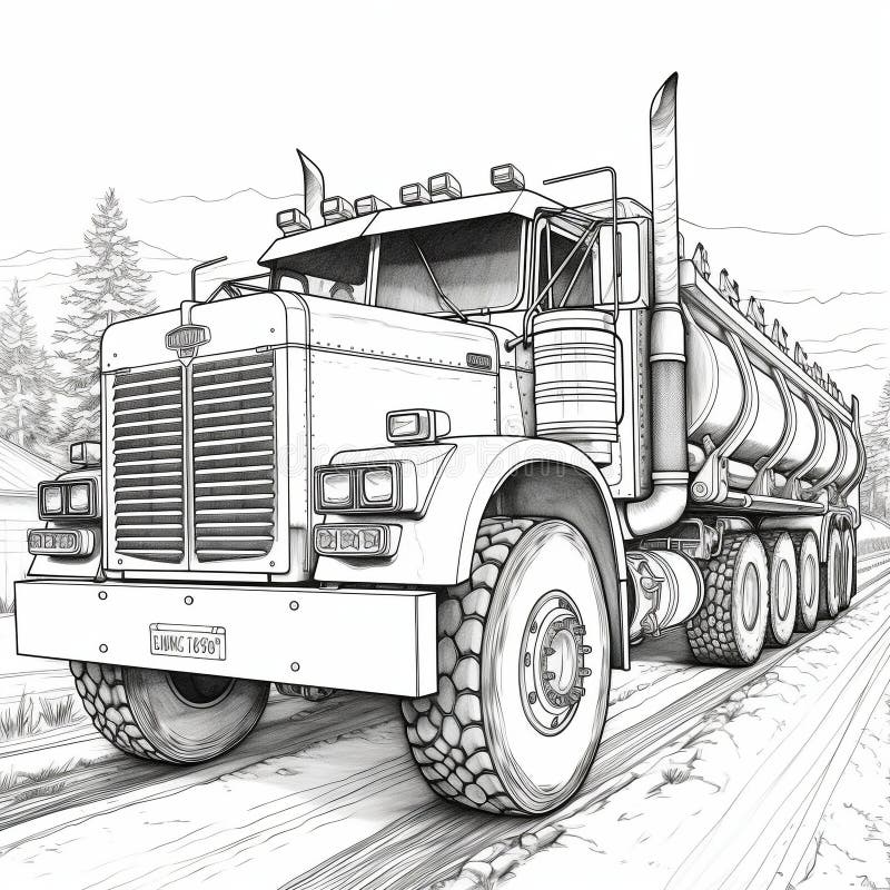 Coloring pages trucks stock illustrations â coloring pages trucks stock illustrations vectors clipart