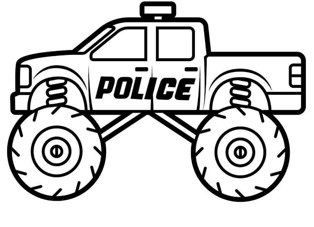 Police monster truck coloring page