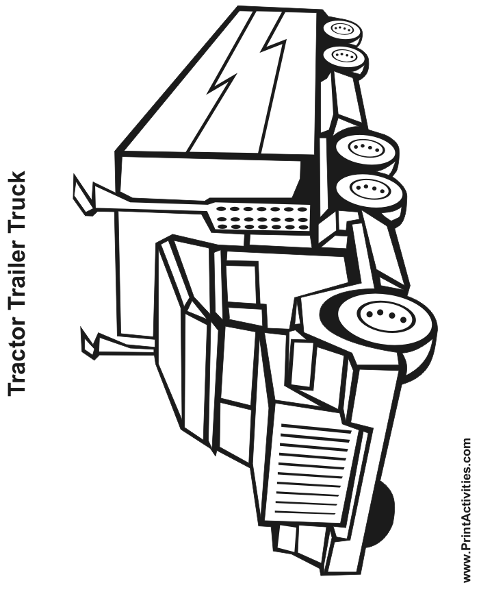 Tractor trailer coloring page free printable truck activity