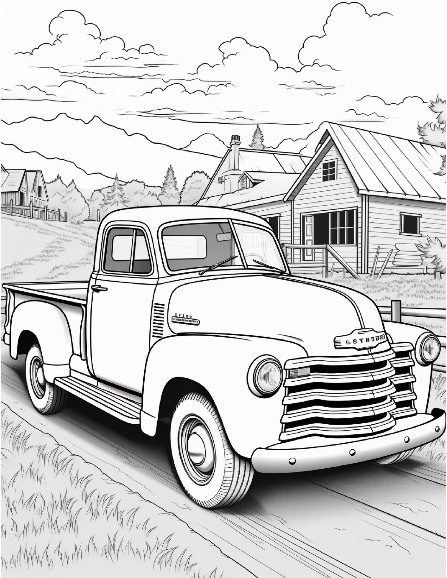 Vintage car and truck coloring pages