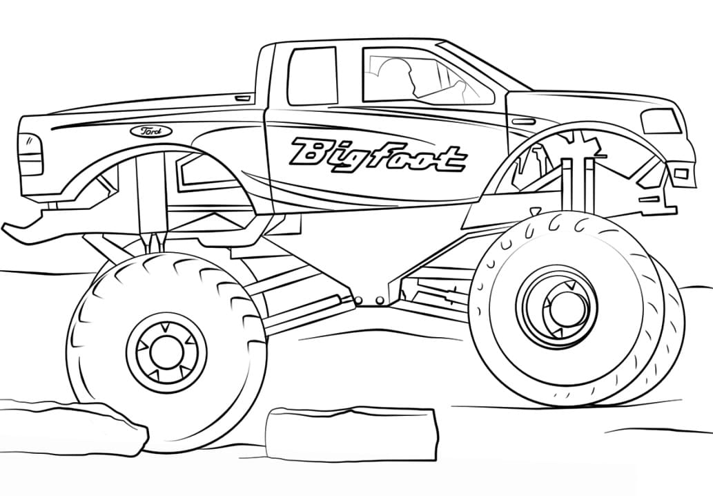 Bigfoot monster truck coloring page