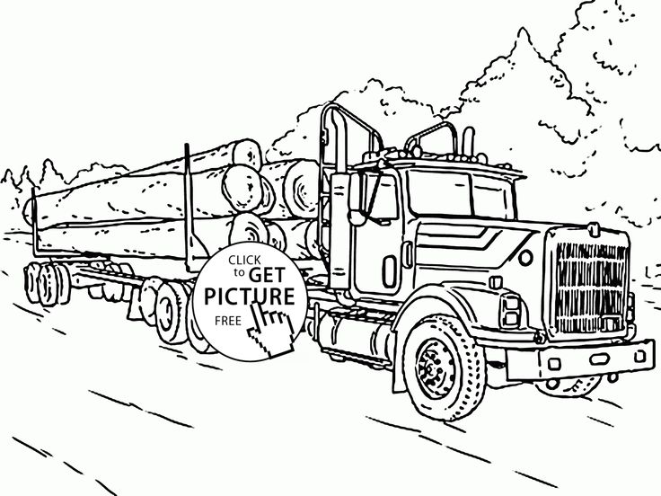 Log truck coloring page for kids transportation coloring pages printables free