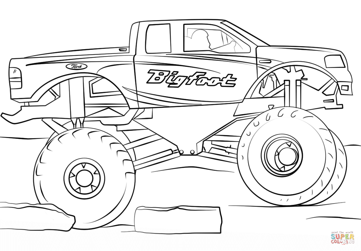 Bigfoot monster truck coloring page free printable coloring pages