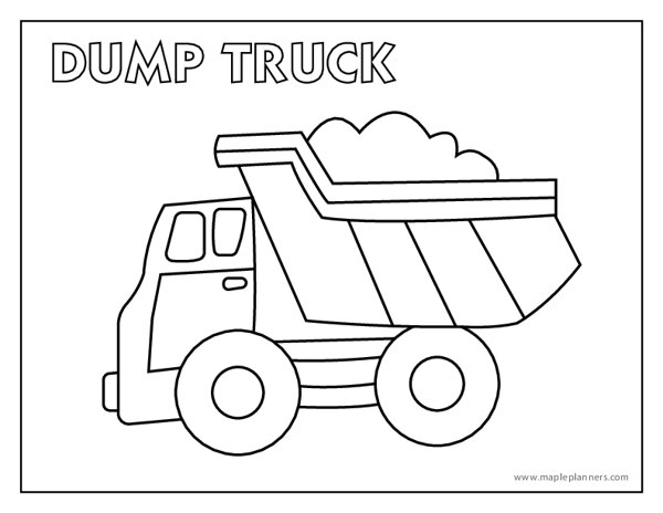 Free printable dump truck coloring page for boys