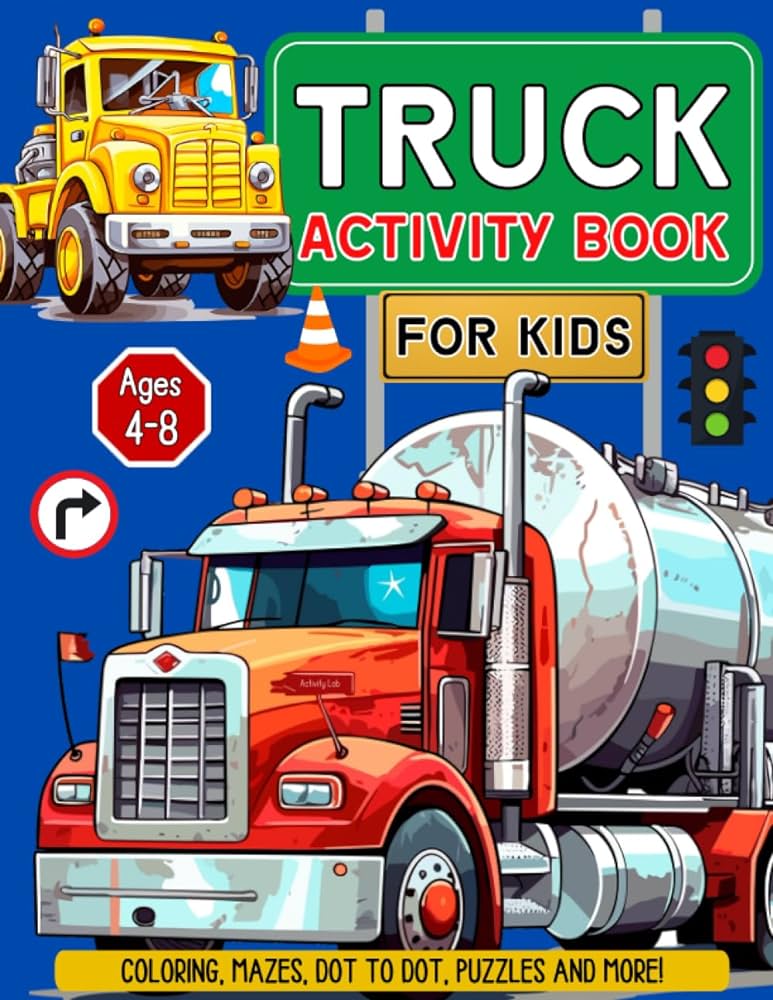 Truck activity book for kids ages