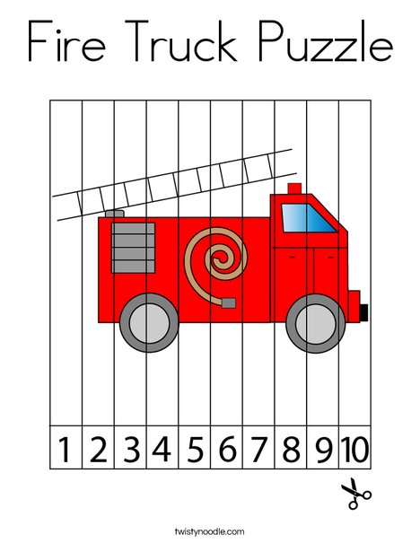 Fire truck puzzle coloring page