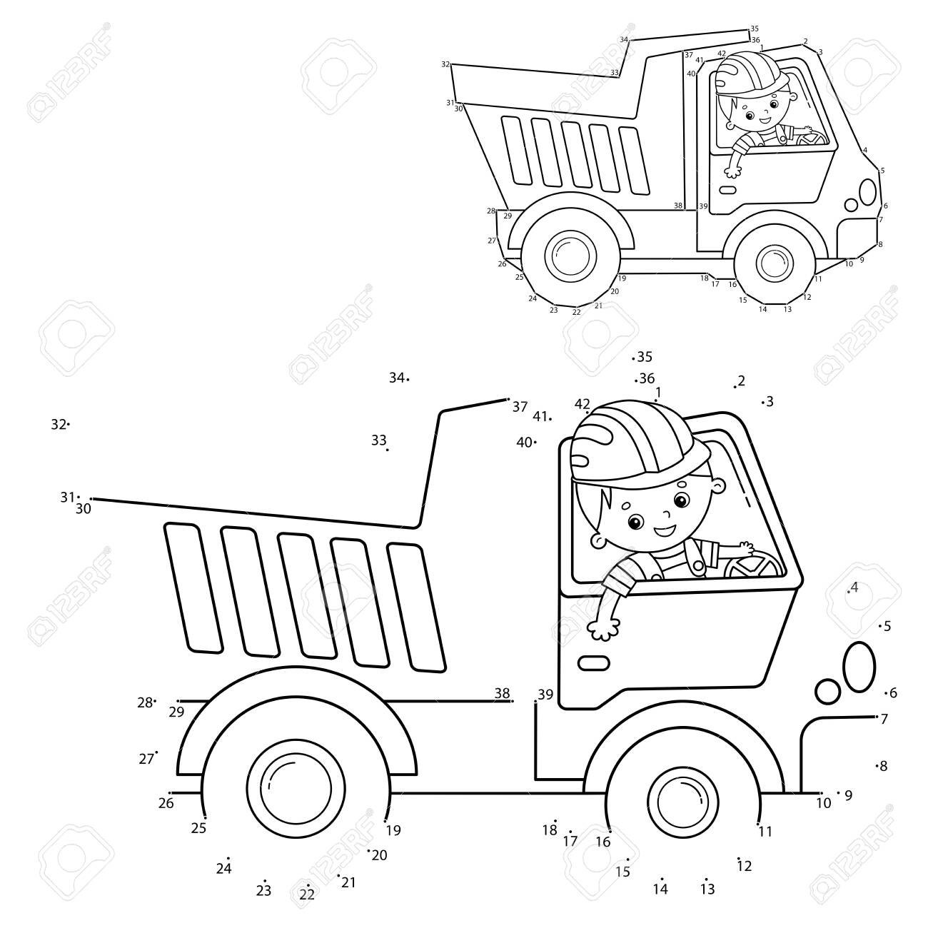 Puzzle game for kids numbers game lorry or dump truck construction vehicles coloring book for kids royalty free svg cliparts vectors and stock illustration image