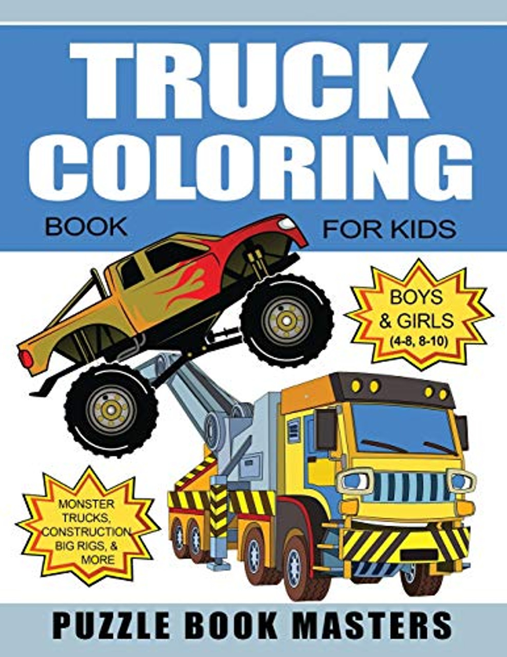 Truck coloring book for kids boys and girls