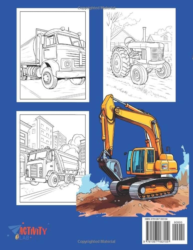 Truck activity book for kids ages