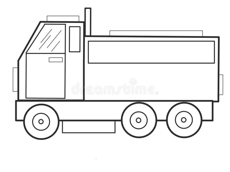 Truck coloring pages geometric figures learning sheets for children stock illustration