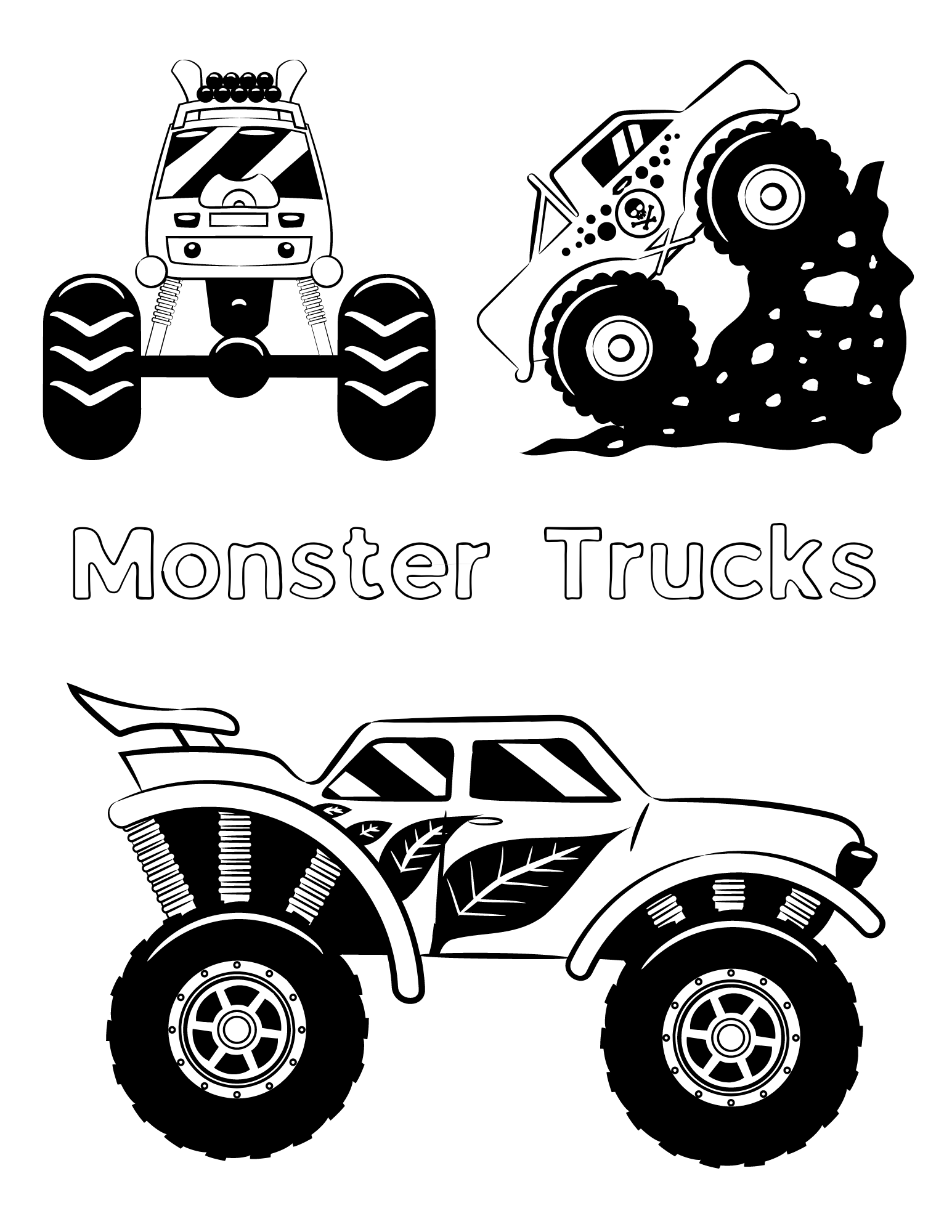 Print big fun with these free monster truck coloring pages