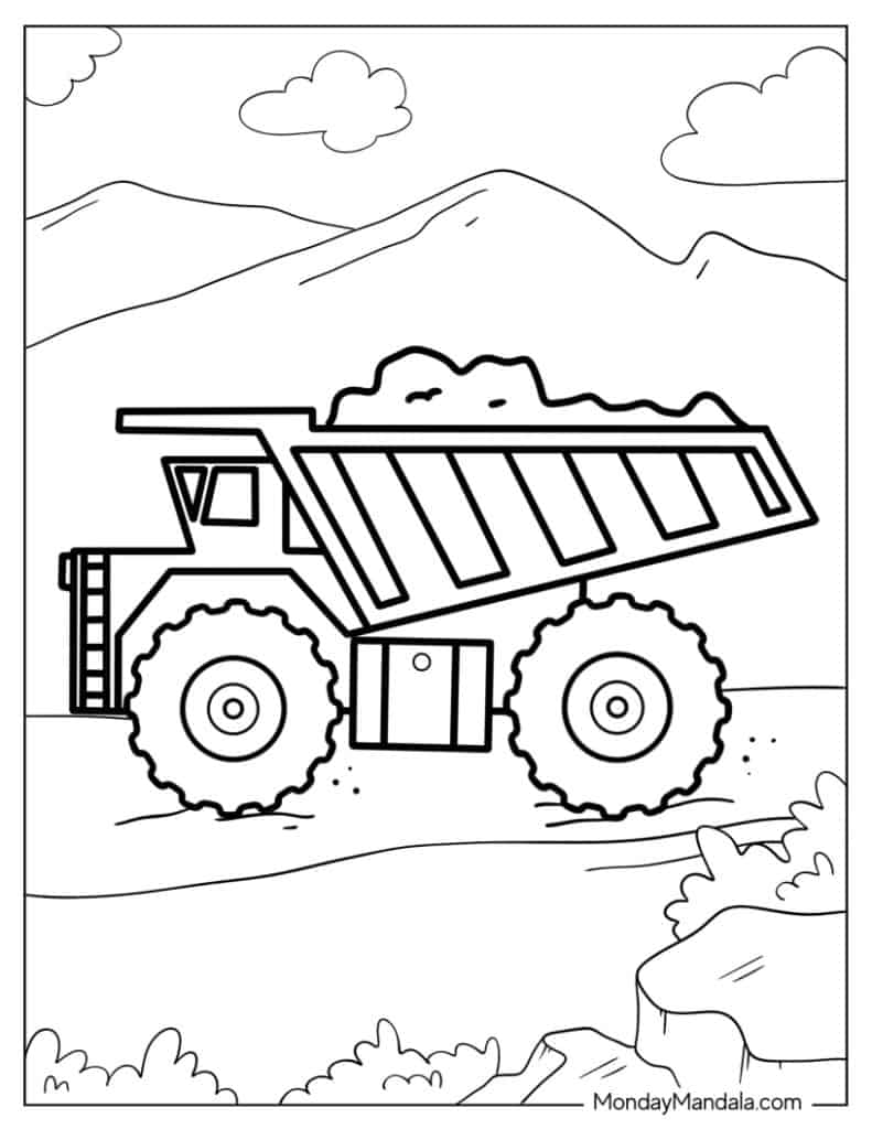 Truck coloring pages free pdf printables