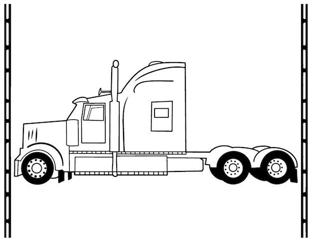 Premium vector truck without a trailer thin line icon american trucks coloring pages